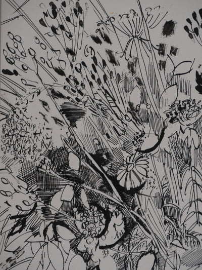 Maurice GENIS : Composition florale, Dessin original signé