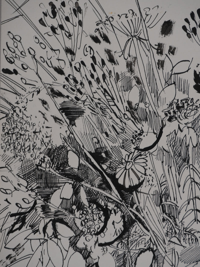 Maurice GENIS : Composition florale, Dessin original signé