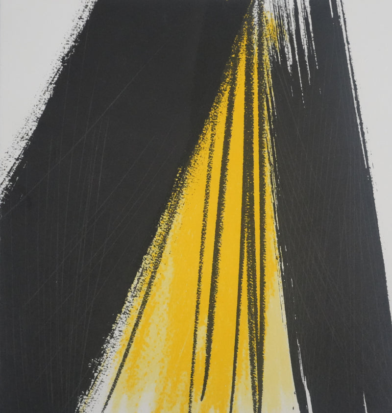 Hans HARTUNG : Le voile de lumière, Abstraction noire et jaune, Gravure
