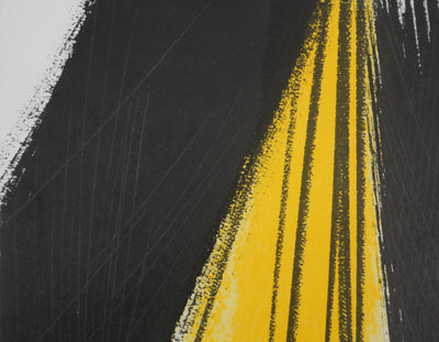 Hans HARTUNG : Le voile de lumière, Abstraction noire et jaune, Gravure