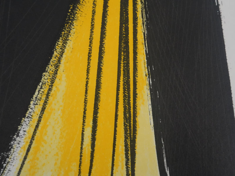 Hans HARTUNG : Le voile de lumière, Abstraction noire et jaune, Gravure