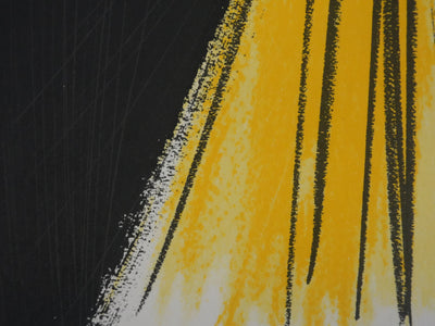 Hans HARTUNG : Le voile de lumière, Abstraction noire et jaune, Gravure