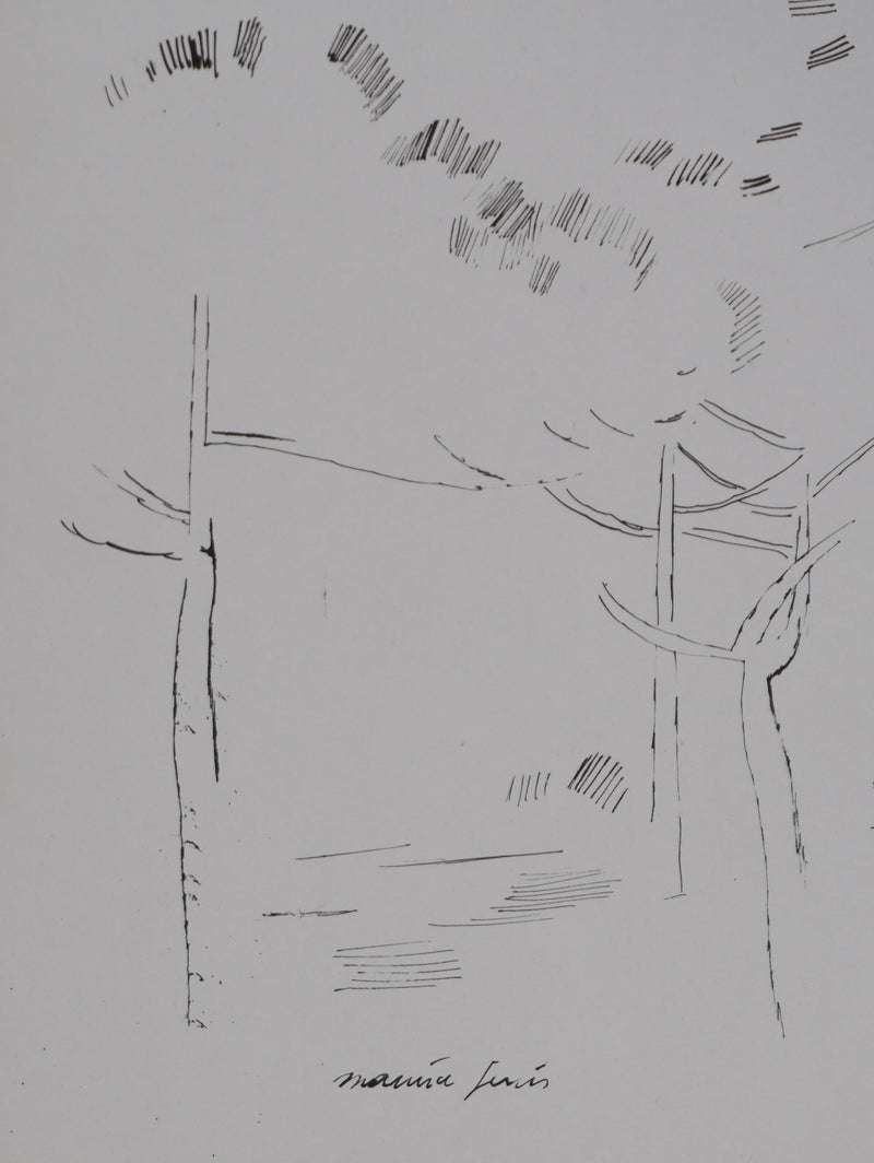 Maurice GENIS : Les pins, Dessin original signé