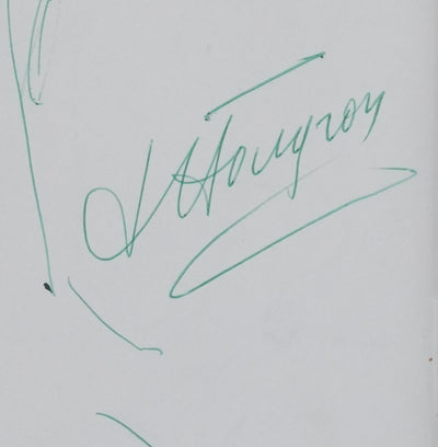 Jean HOUGRON : L'arbre vert, Autographe et dessin original signé
