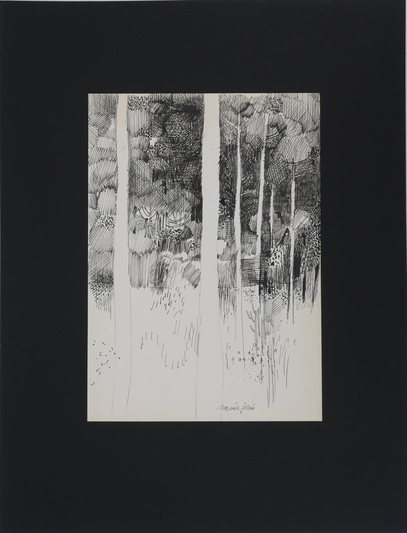 Maurice GENIS : La forêt sombre, Dessin original signé