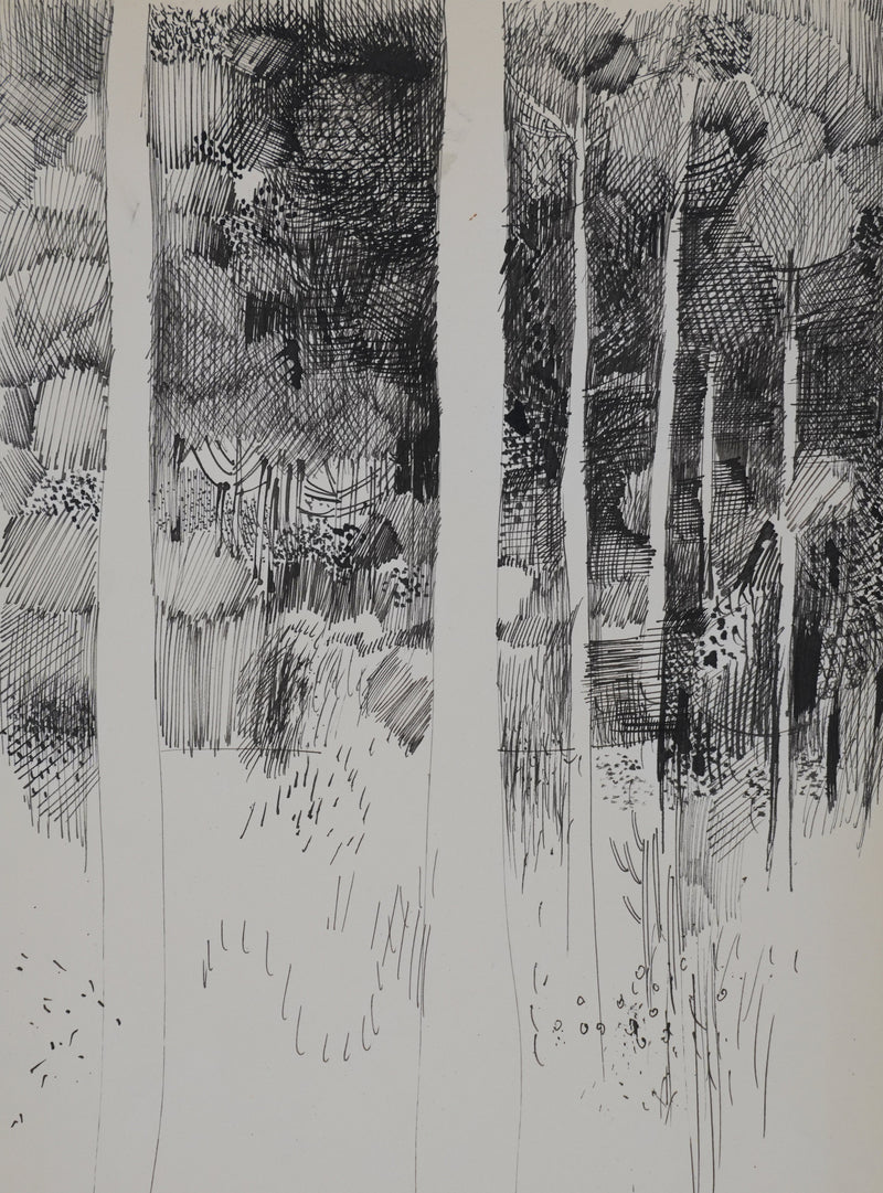 Maurice GENIS : La forêt sombre, Dessin original signé