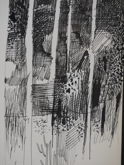 Maurice GENIS : La forêt sombre, Dessin original signé