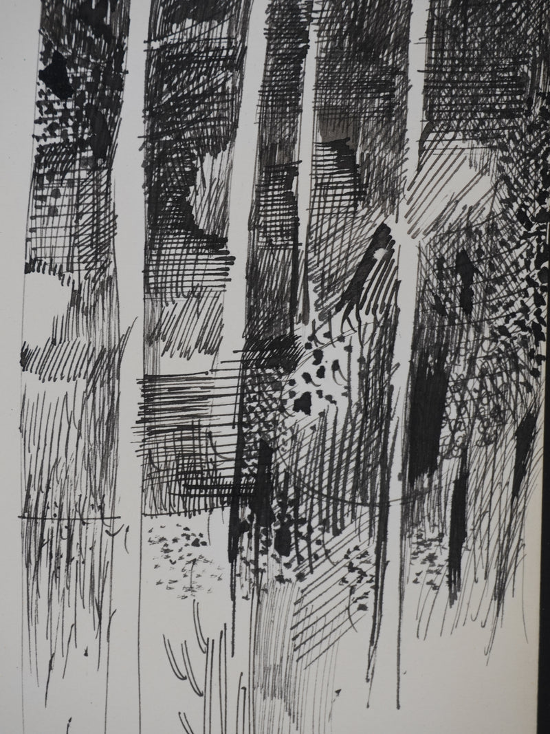 Maurice GENIS : La forêt sombre, Dessin original signé