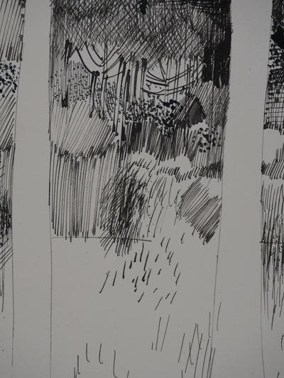 Maurice GENIS : La forêt sombre, Dessin original signé