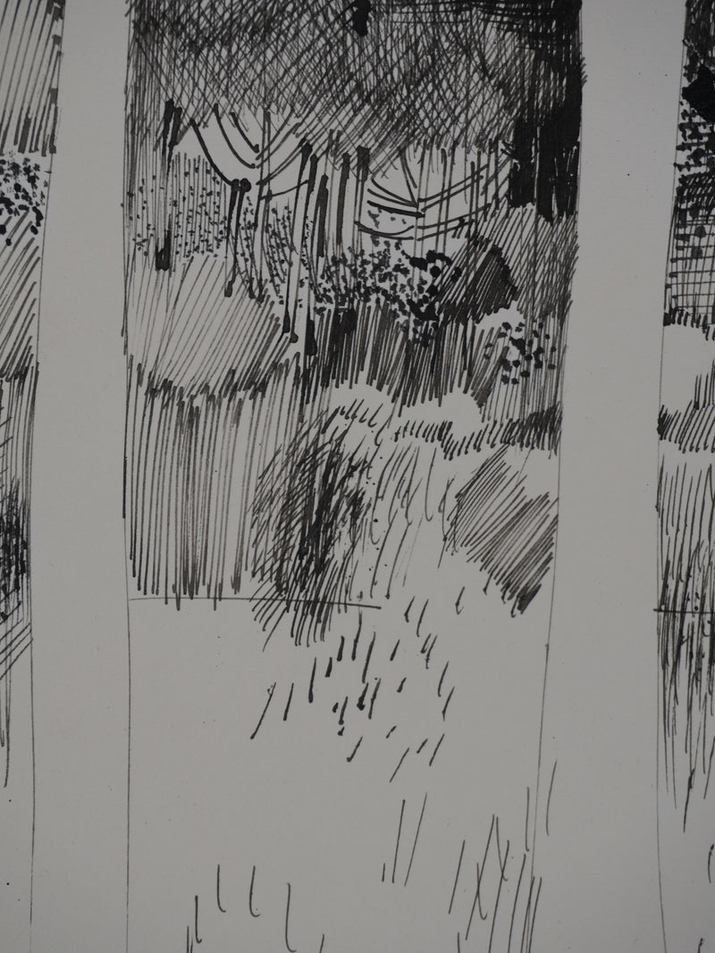 Maurice GENIS : La forêt sombre, Dessin original signé
