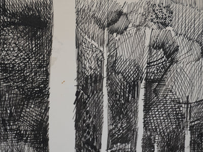 Maurice GENIS : La forêt sombre, Dessin original signé
