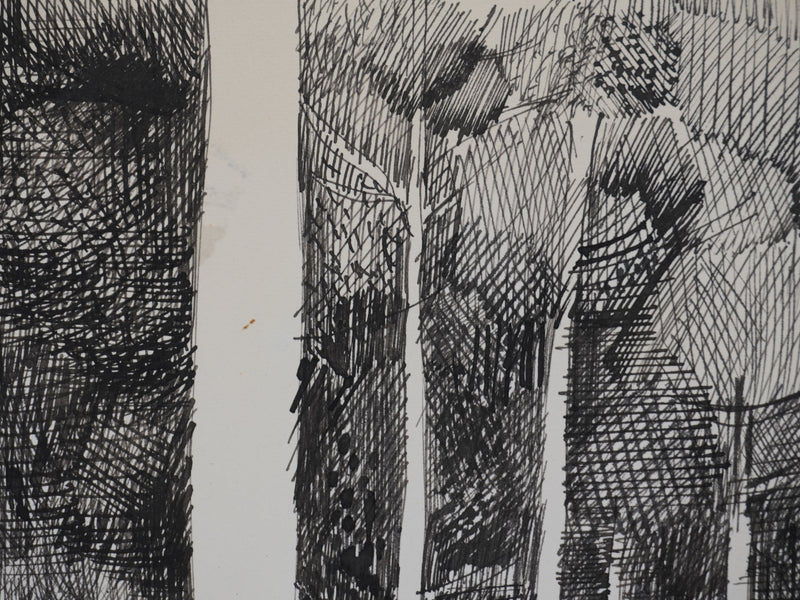 Maurice GENIS : La forêt sombre, Dessin original signé