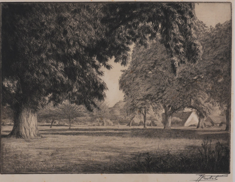 F. FRITEL : La Maison de campagne, Gravure originale signée