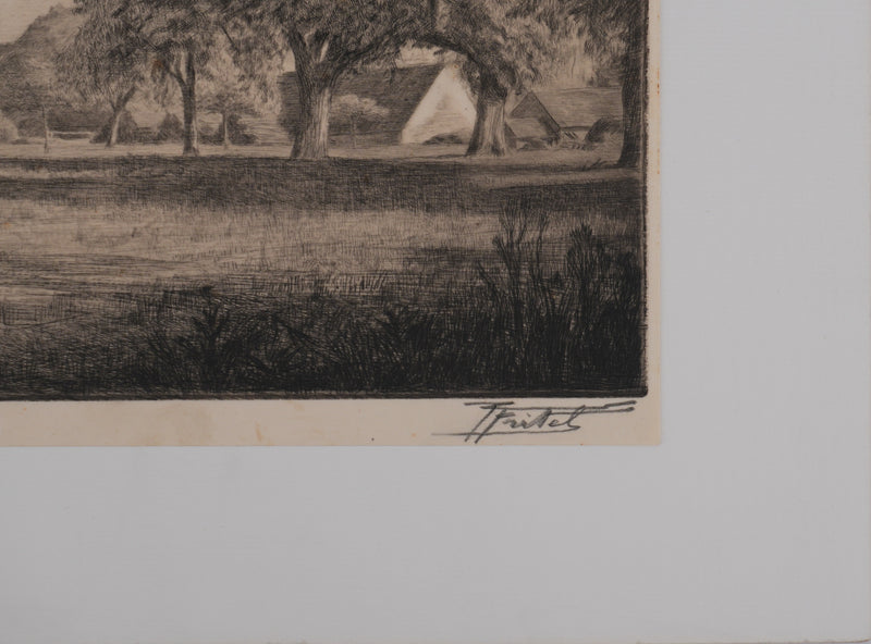 F. FRITEL : La Maison de campagne, Gravure originale signée