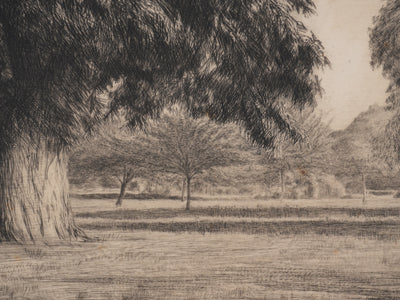 F. FRITEL : La Maison de campagne, Gravure originale signée