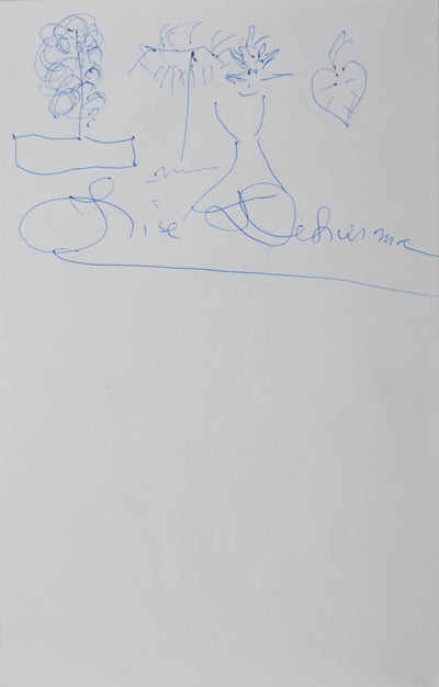 Lise DEHARME : Les arbres imaginaires, Autographe et dessin original signé