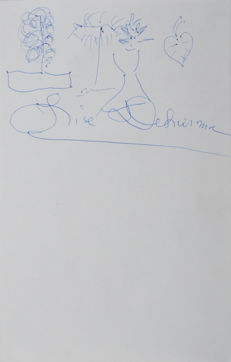 Lise DEHARME : Les arbres imaginaires, Autographe et dessin original signé