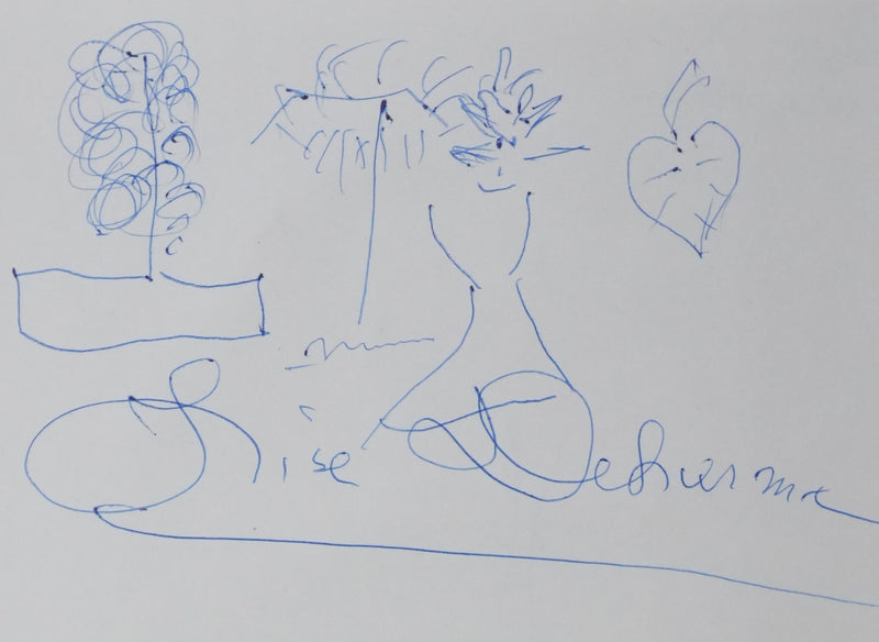Lise DEHARME : Les arbres imaginaires, Autographe et dessin original signé