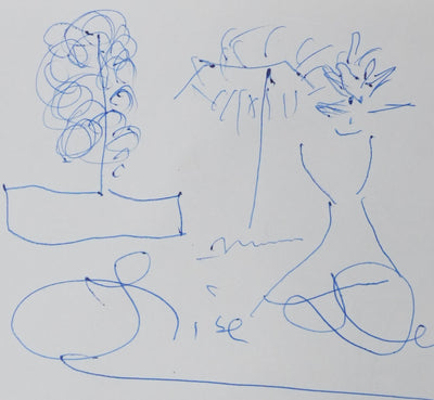 Lise DEHARME : Les arbres imaginaires, Autographe et dessin original signé