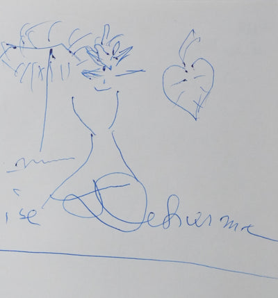 Lise DEHARME : Les arbres imaginaires, Autographe et dessin original signé