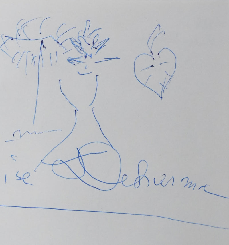 Lise DEHARME : Les arbres imaginaires, Autographe et dessin original signé
