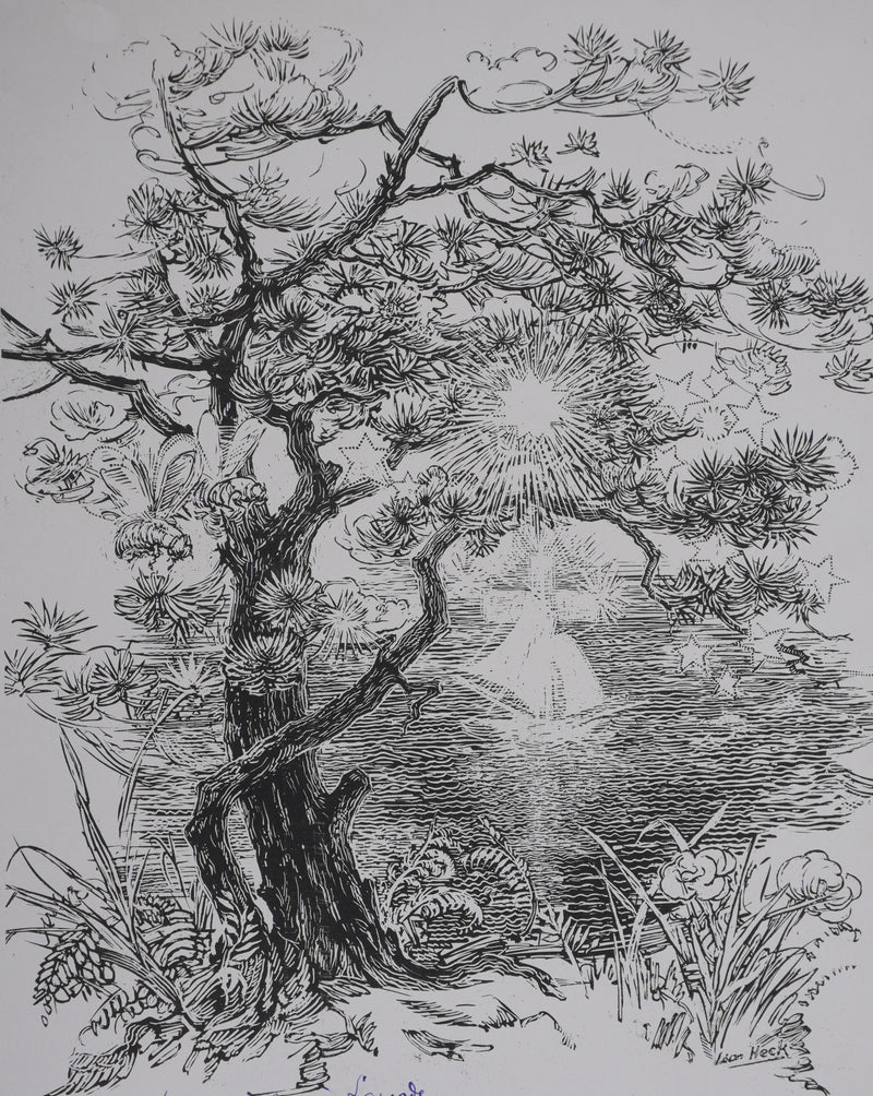 Léon HECK : Paysages mystique, Lithographie originale signée