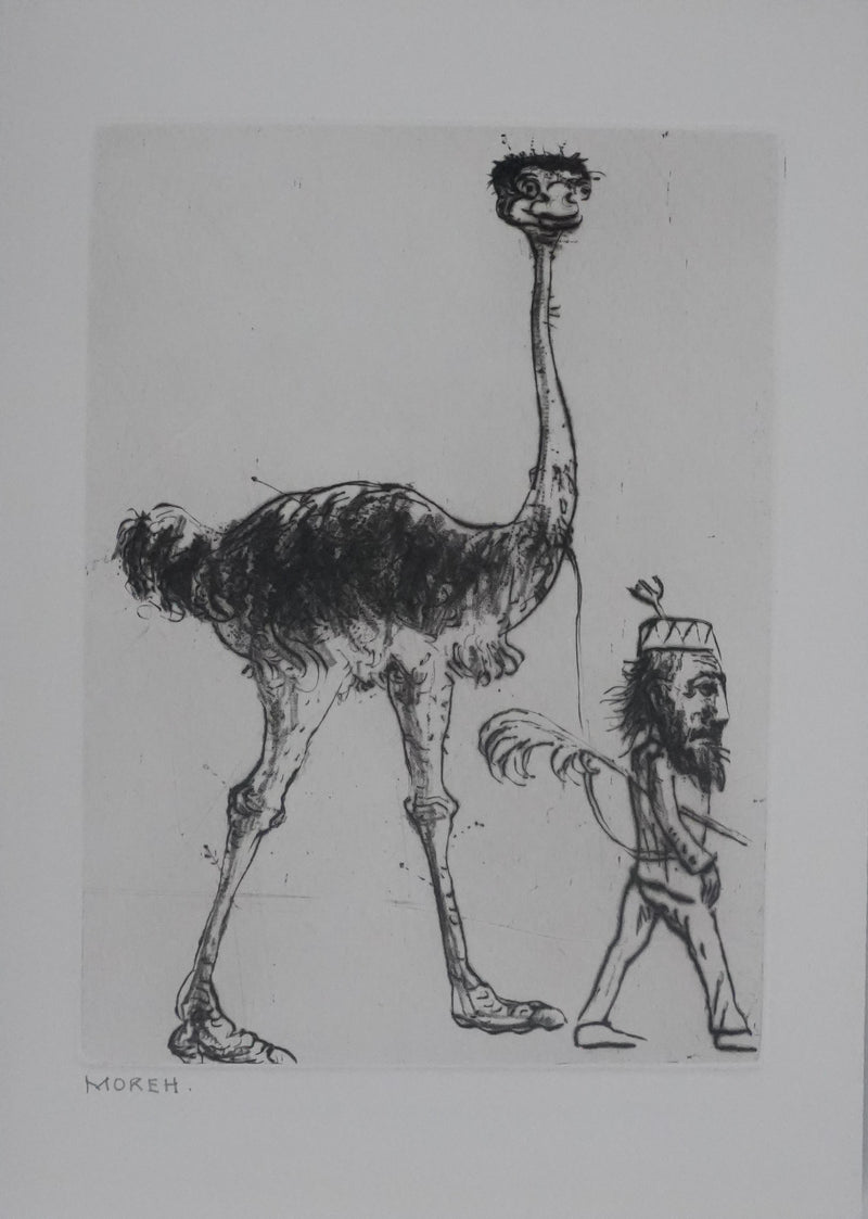 Modercai MOREH : Le dresseur du cirque, Gravure originale signée