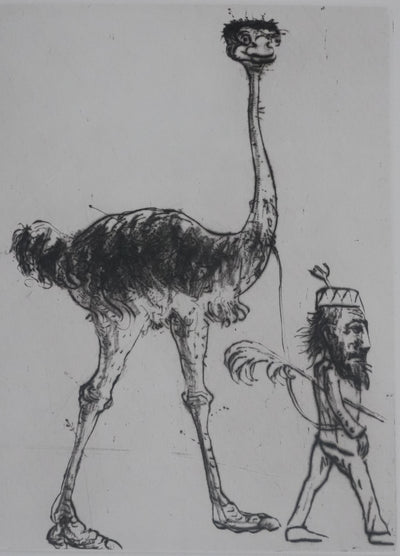 Modercai MOREH : Le dresseur du cirque, Gravure originale signée