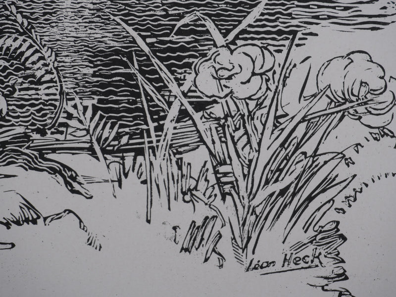 Léon HECK : Paysages mystique, Lithographie originale signée
