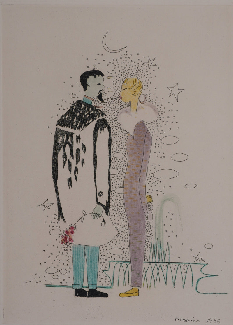 Marion TOURNON-BRANLY : Les amoureux, Gravure originale signée