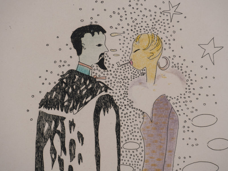 Marion TOURNON-BRANLY : Les amoureux, Gravure originale signée