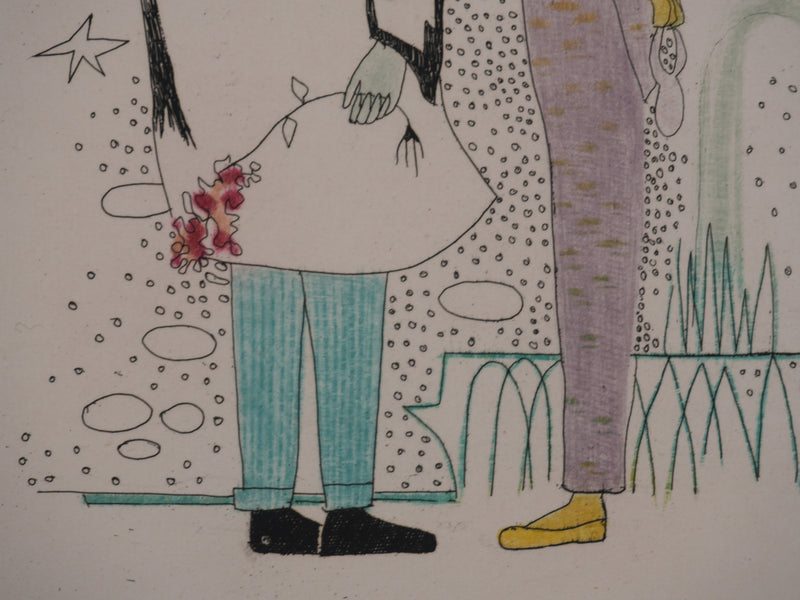Marion TOURNON-BRANLY : Les amoureux, Gravure originale signée