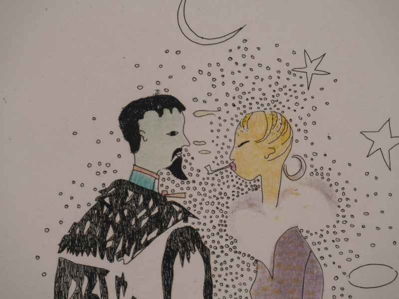 Marion TOURNON-BRANLY : Les amoureux, Gravure originale signée