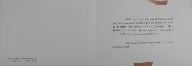 Hans HARTUNG : Abstraction noire et jaune, P97, Gravure signée