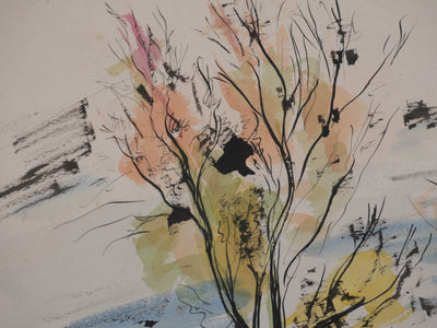 Ecole XXème : La maison dans la Loire, Aquarelle originale signée
