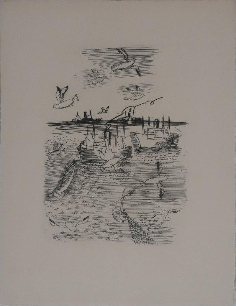 Raoul DUFY : Les chalutiers revenant de la pêche, Gravure originale signée