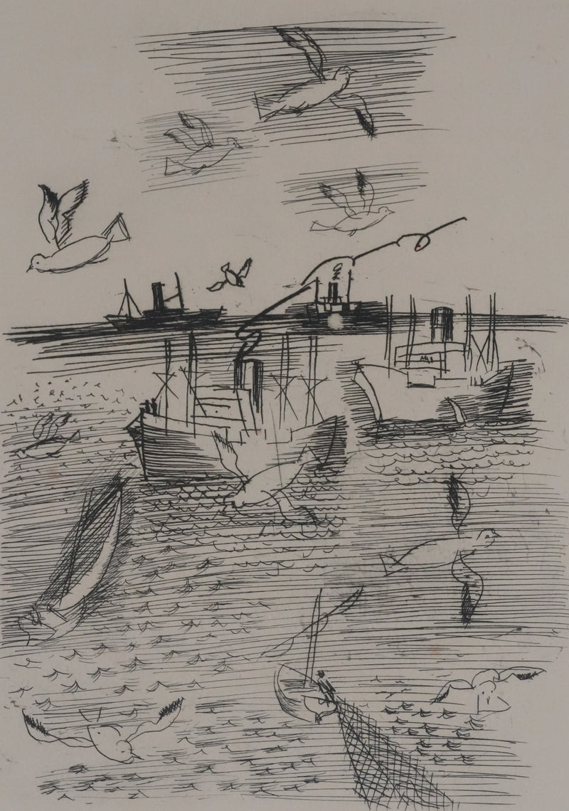 Raoul DUFY : Les chalutiers revenant de la pêche, Gravure originale signée