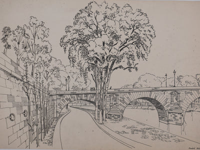 André POULAIN : Sur les quais parisiens, Lithographie originale signée