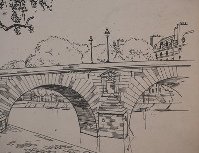 André POULAIN : Sur les quais parisiens, Lithographie originale signée