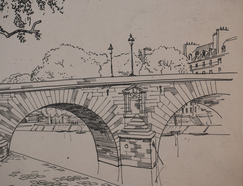 André POULAIN : Sur les quais parisiens, Lithographie originale signée