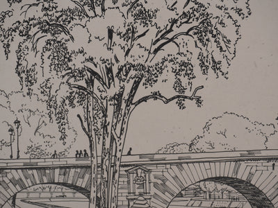 André POULAIN : Sur les quais parisiens, Lithographie originale signée