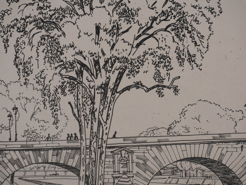 André POULAIN : Sur les quais parisiens, Lithographie originale signée