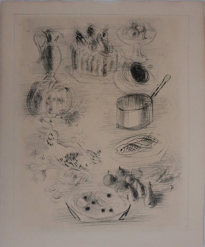 Raoul DUFY : Nature morte gastronomique, Gravure originale
