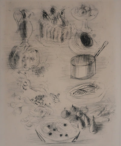 Raoul DUFY : Nature morte gastronomique, Gravure originale