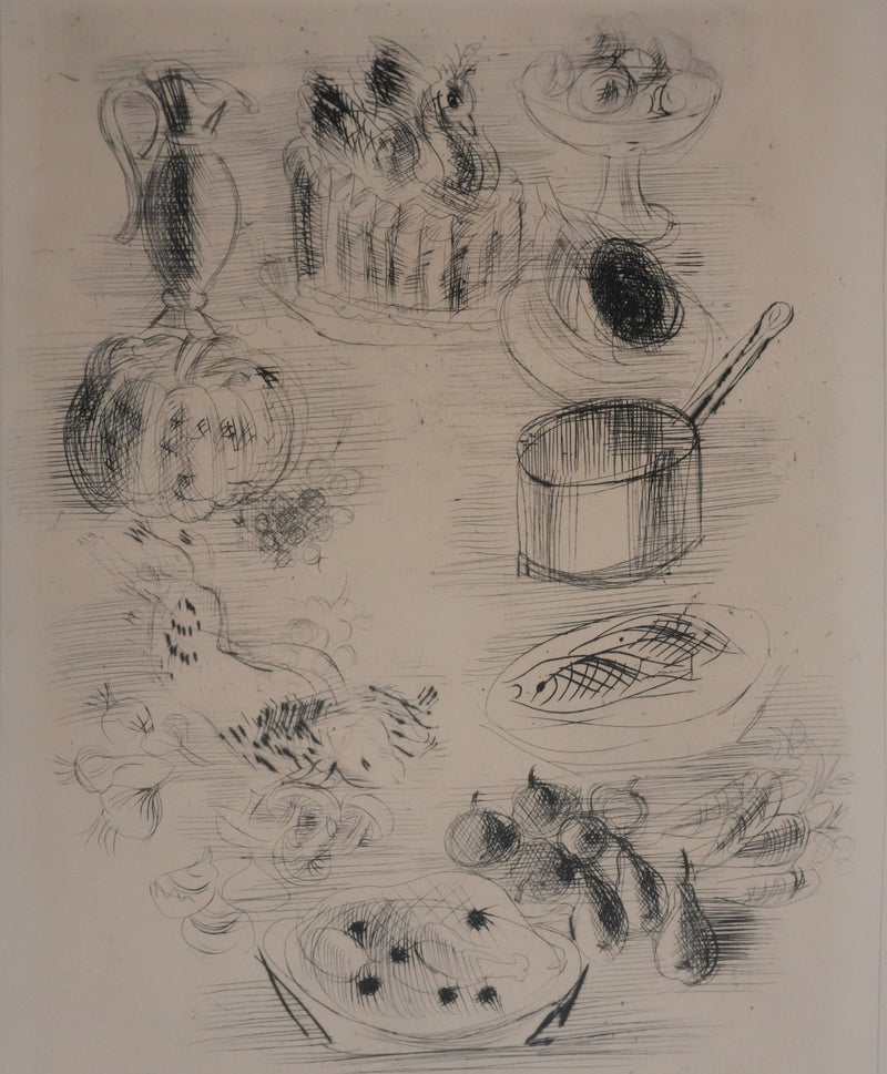 Raoul DUFY : Nature morte gastronomique, Gravure originale