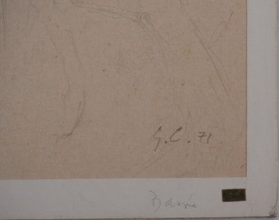 Ecole XXème : Le sourire en coin, Dessin original signé