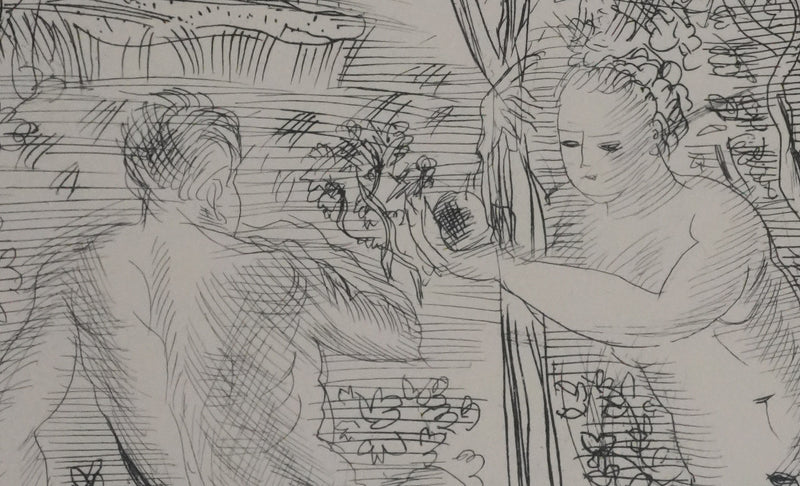Raoul DUFY : Adam et Eve dans les jardins du Paradis, Gravure originale