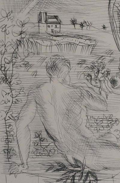 Raoul DUFY : Adam et Eve dans les jardins du Paradis, Gravure originale