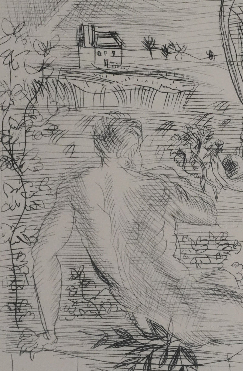 Raoul DUFY : Adam et Eve dans les jardins du Paradis, Gravure originale