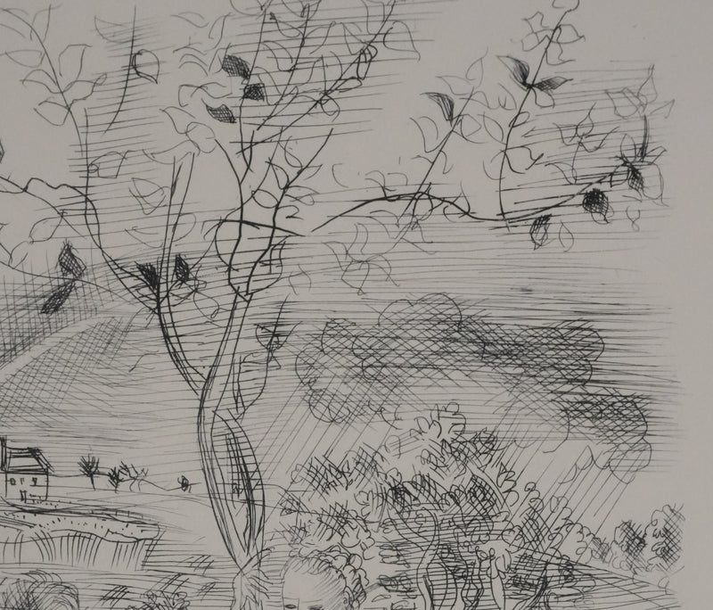 Raoul DUFY : Adam et Eve dans les jardins du Paradis, Gravure originale